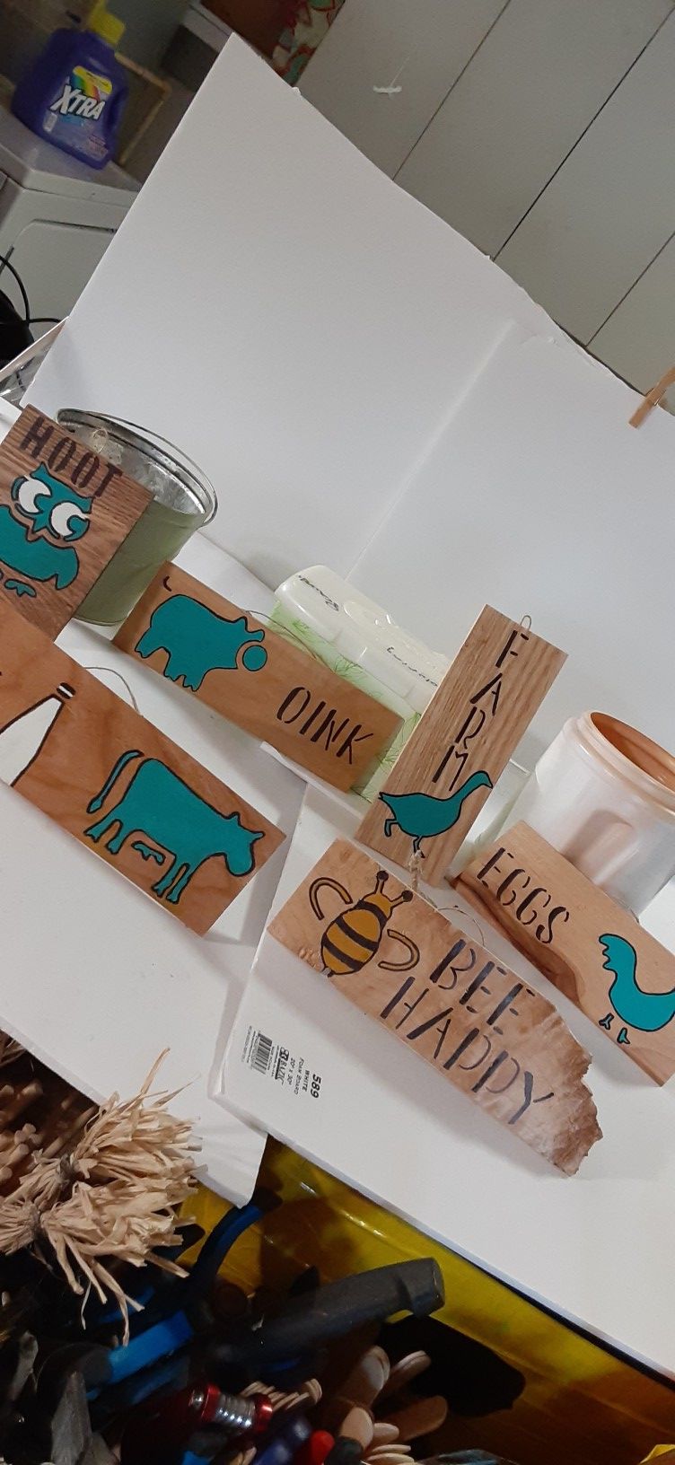 Custom wood farmhouse cow milk rooster pig bee happy owl hoot duck farm animals kitchen boho decor