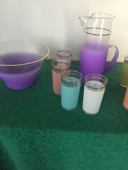 Nine Piece Blendo Frosted Pitcher & Bowl In Lavender 7 Tall Glasses In Colors  Thumbnail