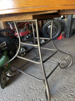 Wood And Rod Iron Kitchen Table And 4 Chairs  Thumbnail