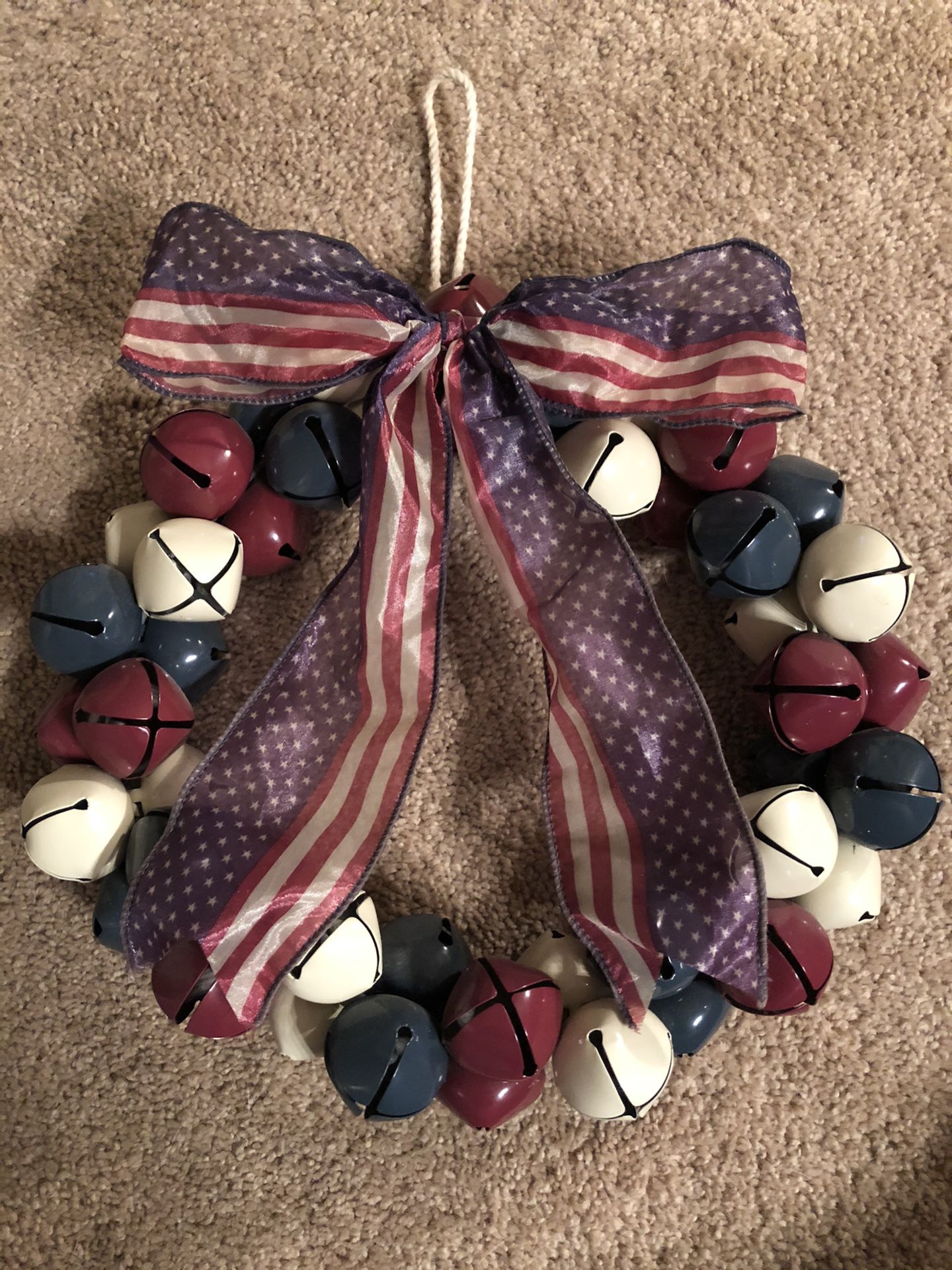 Patriotic Red, White & Blue Wreath made of Bells