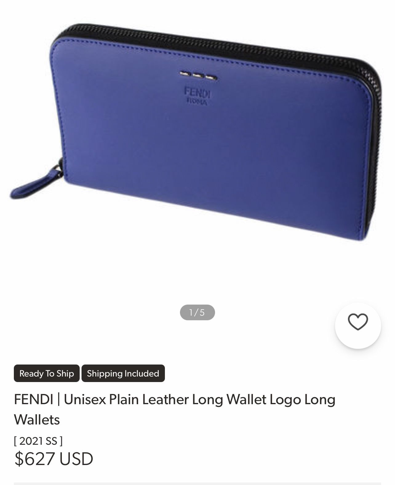 FENDI ROMA AUTHENTIC PEBBLED LEATHER WALLET