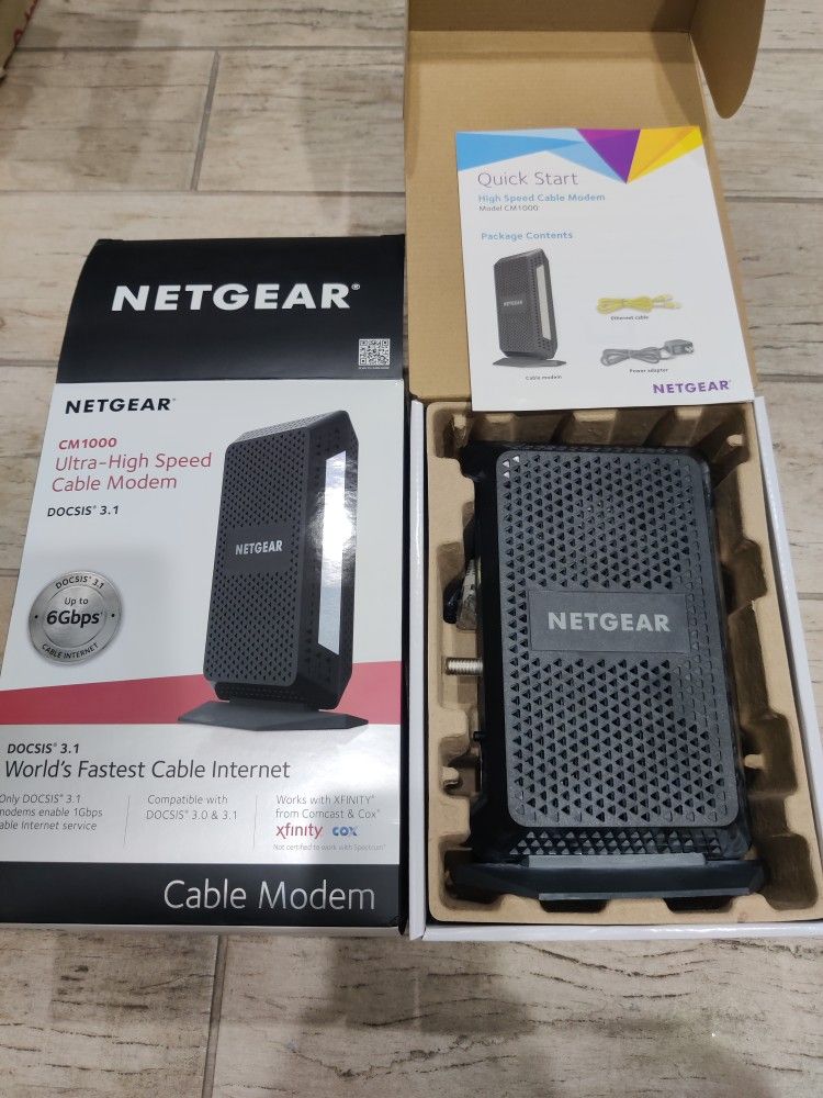 NETGEAR Gigabit Cable Modem (32x8) DOCSIS 3.1 | for XFINITY by Comcast, Cox. Compatible with Gig-Speed from Xfinity - CM1000