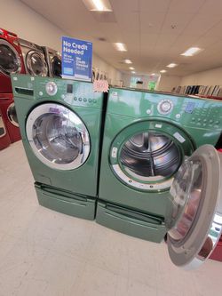 Lg Front Load Washer And Electric Dryer Set With Pedestal Used In Good Condition With 90day's Warranty  Thumbnail