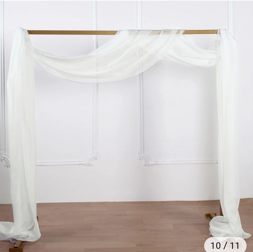 (2)
18 Ft Ivory Window Scarf Valance, Wedding Drapery Sheer Organza Fabric