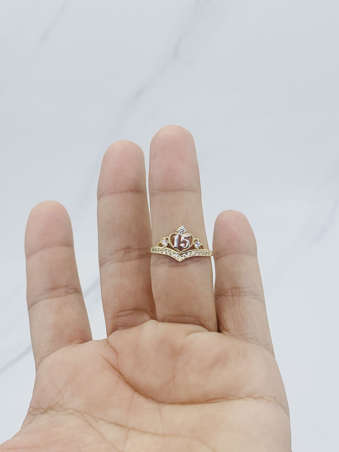 10k Gold Ring Sweet 15 Crown Tiara - Anillo En Oro De 10k Corona