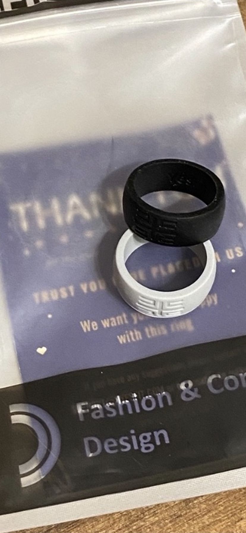 Pair of silicone comfort wedding bands gray black Size 10