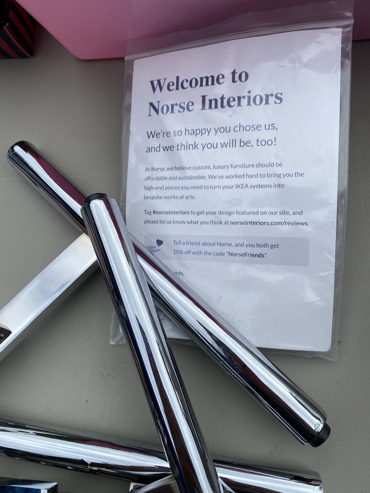 Norse Interiors Chrome Legs Set Of 4 NEW