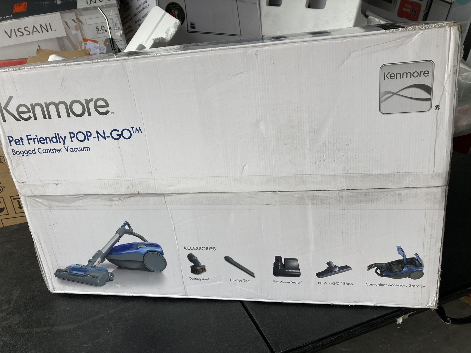 kenmore per friendly por-n-go bagged canister vaccum all floor cleaning