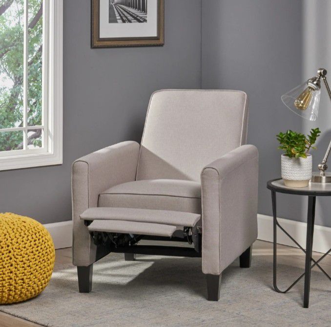 Fabric Recliner Chair for Living Room Light Gray Color