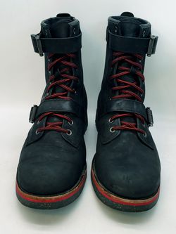 POLO Mens 'Maurice' Black/Red Nubuck Leather Ranger Boots Size 13 D Trail Shoes Thumbnail