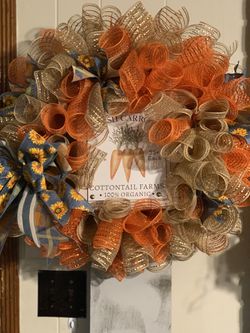 Fresh Carrots With Sunflowers And Denounced Deco Mesh Wreath Thumbnail