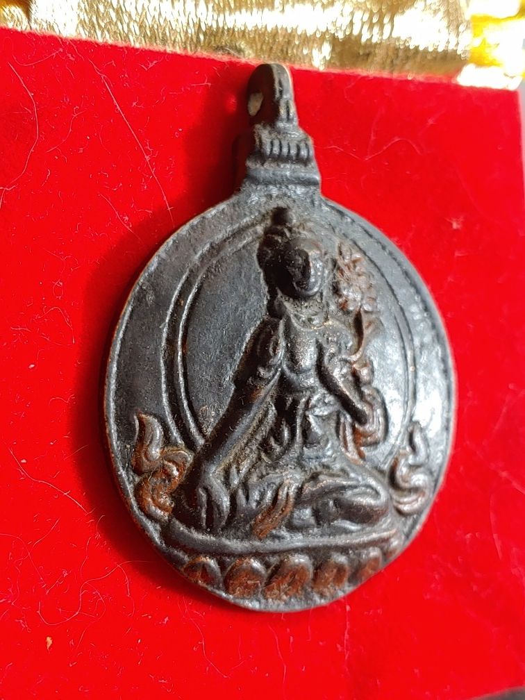 RARE: ANTIQUE HANDMADE TIBETAN BRONZE BUDDHISM AMULET**46.3×58.8MM.-29.3GR.**