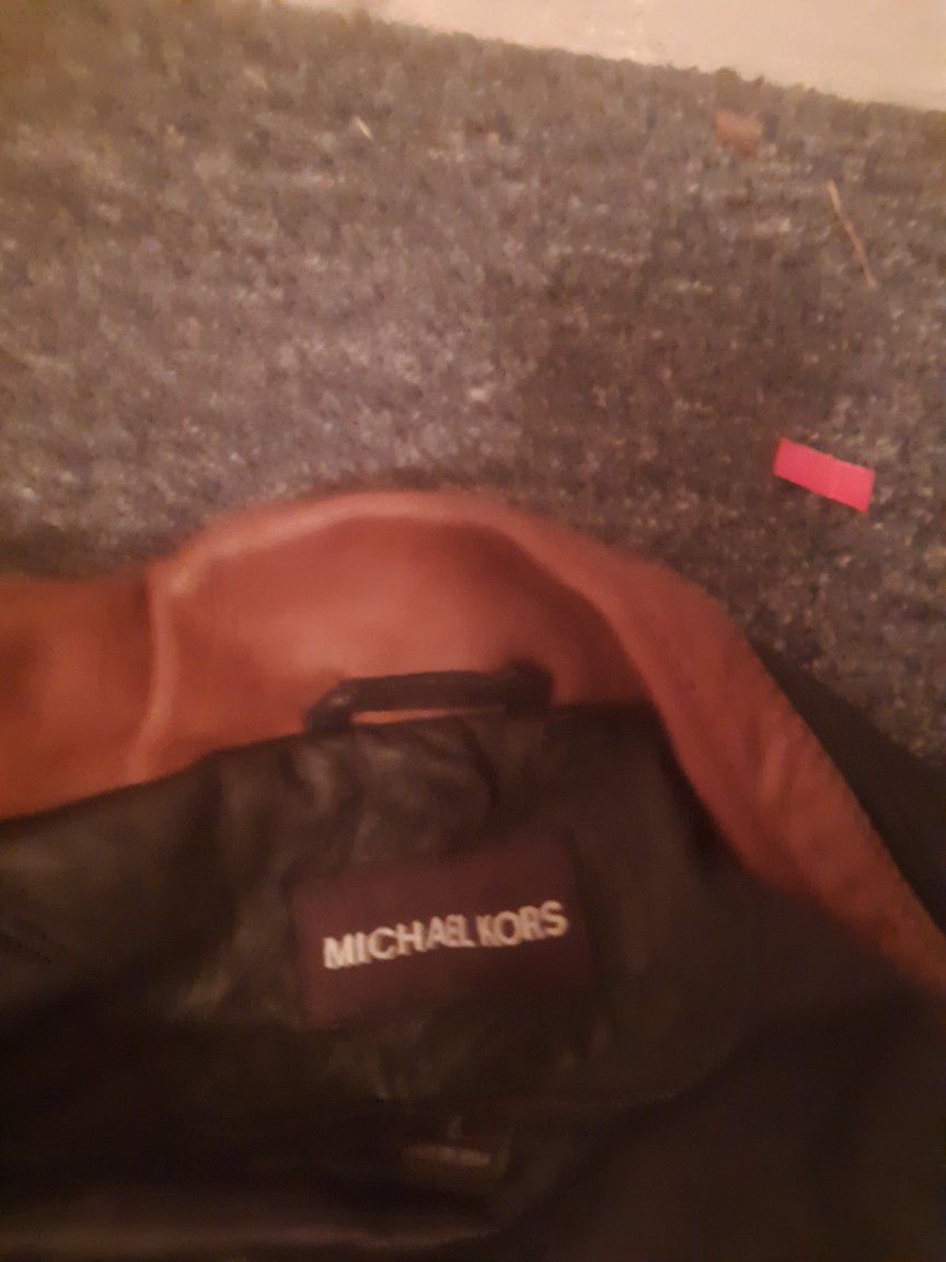 Micheal Kors Leather Jacket Used But Like New 
