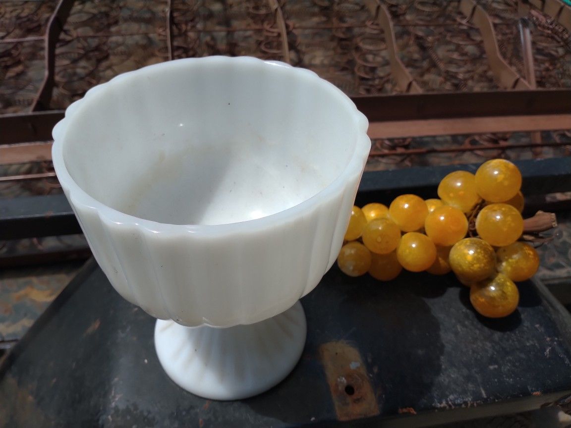 Milk Glass And Glass Grapes
