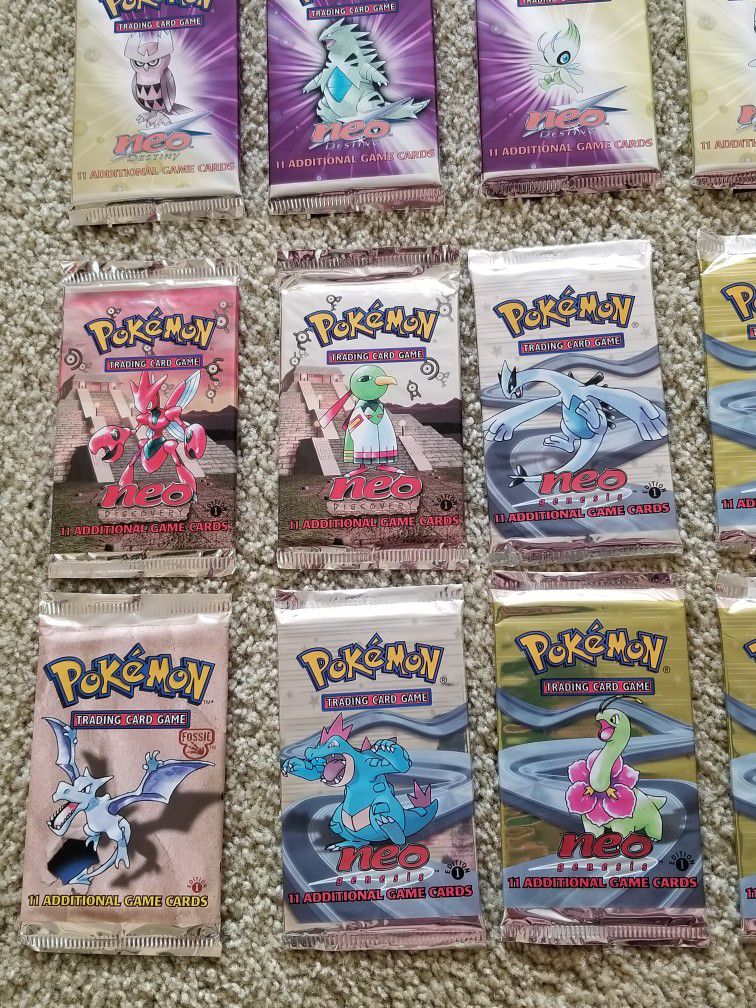 Huge Vintage Pokemon Booster Pack Lot Neo Genesis 1st edition Discovery Destiny