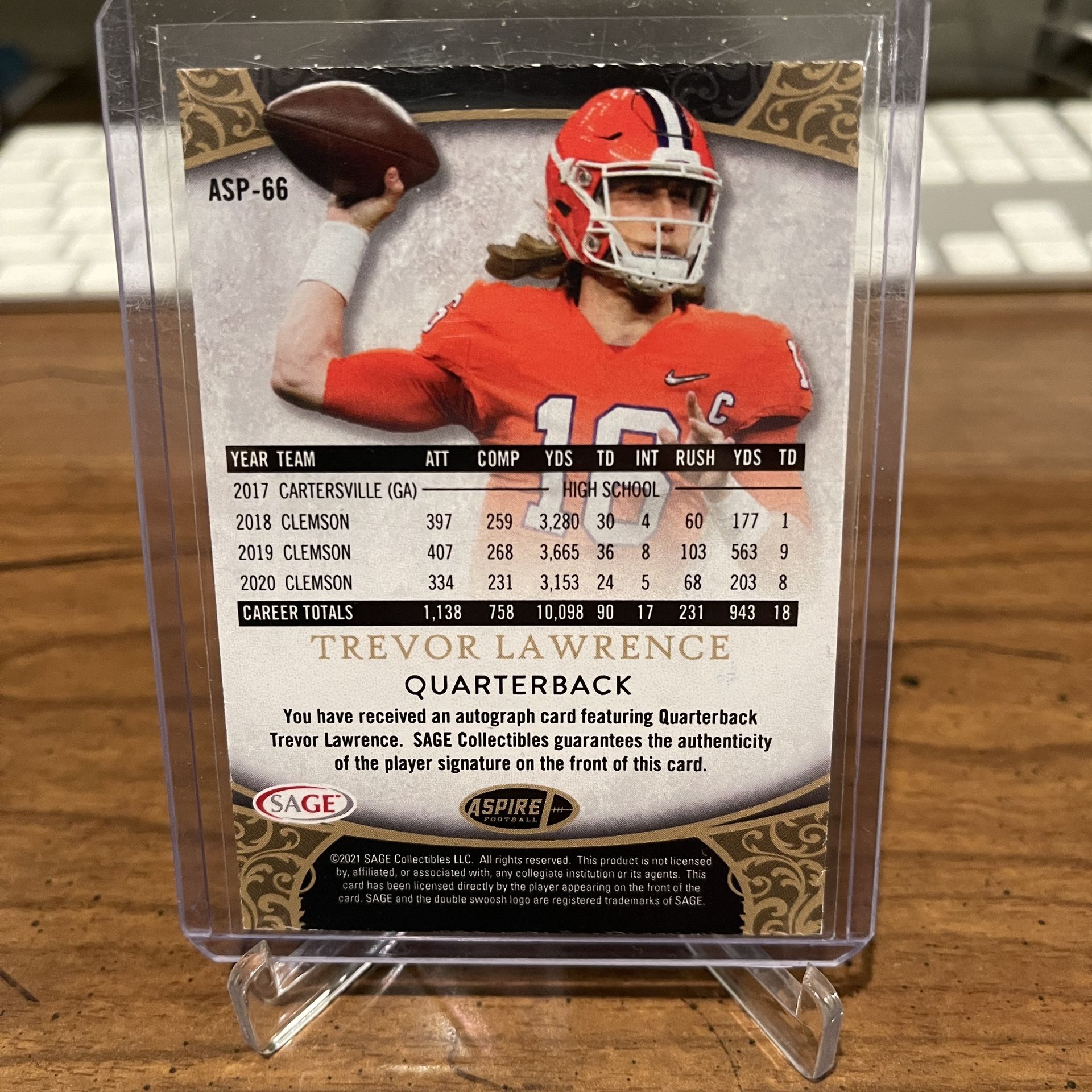 Trevor Lawrence 2020 Sage Aspire Auto
