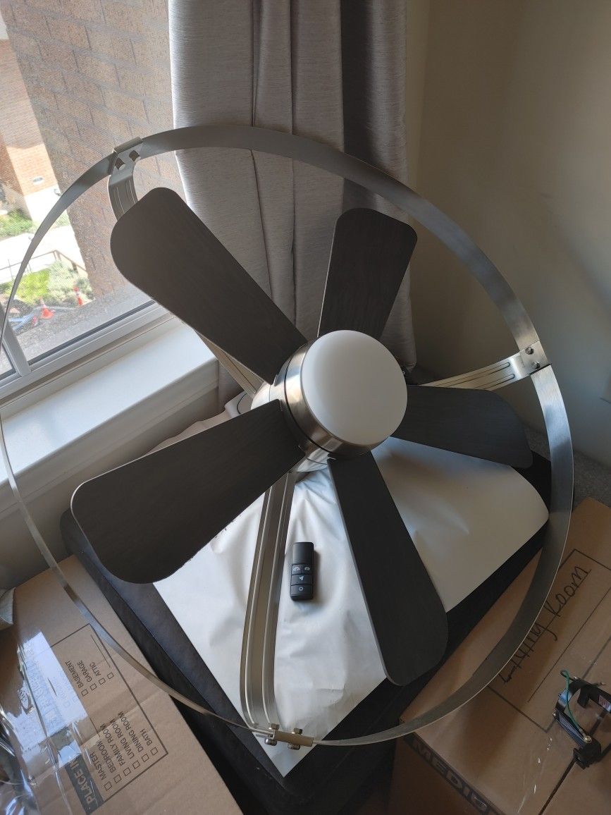 Harrington 36 in. White Color Changing Integrated LED Brushed Nickel Ceiling Fan with Light Kit and Remote Control