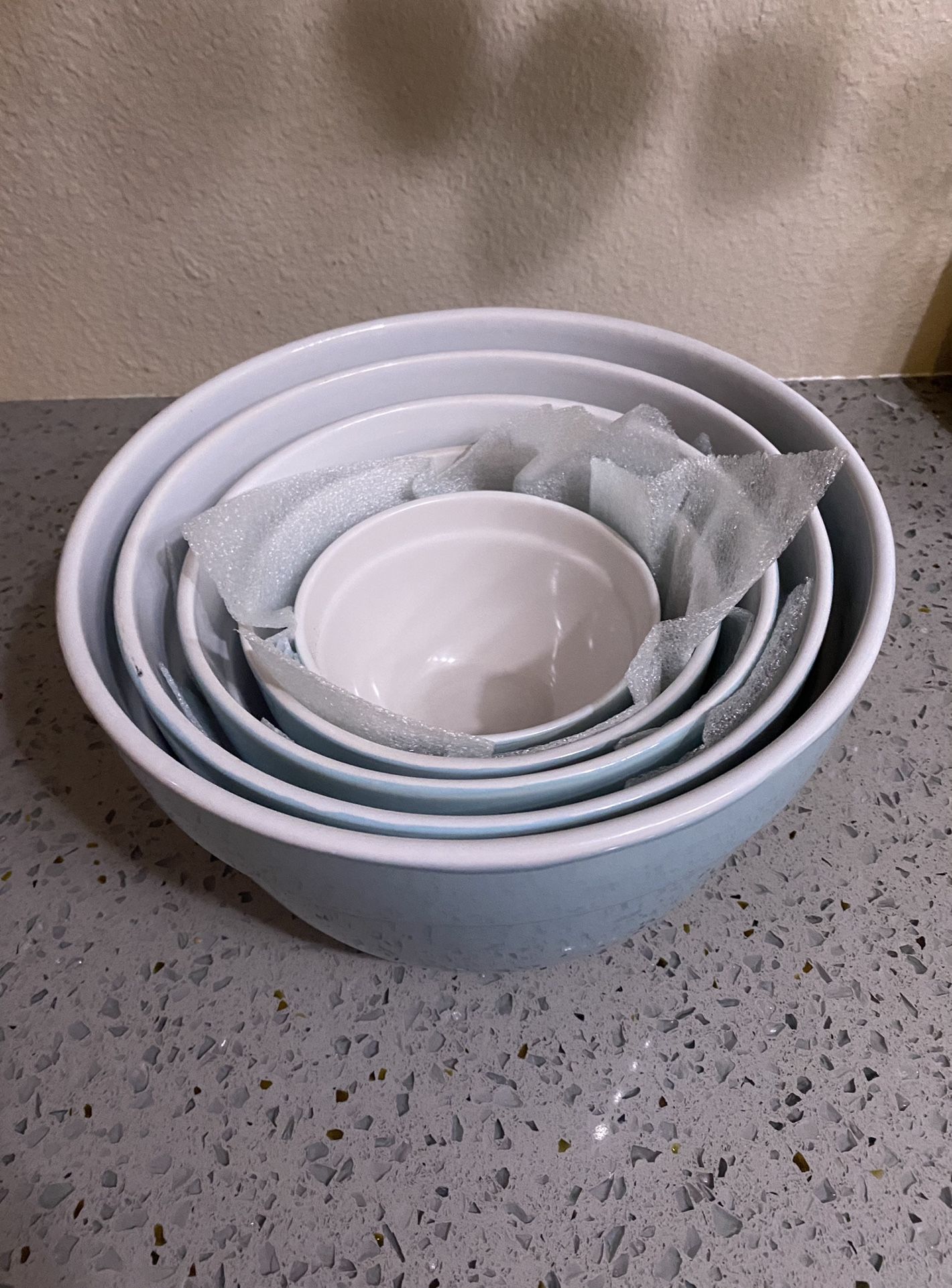 Turquoise Stoneware Nesting Bowls - Set of 6
