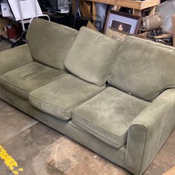 Style Line Avocado Green Couch and Cushions Thumbnail