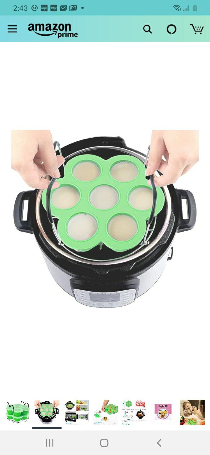 PRAMOO Silicone Egg Bites Molds and Steamer Rack Trivet with Handles for Instant Pot Accessories, 3pcs/set for 6qt & 8qt Electric Pressure Cooker