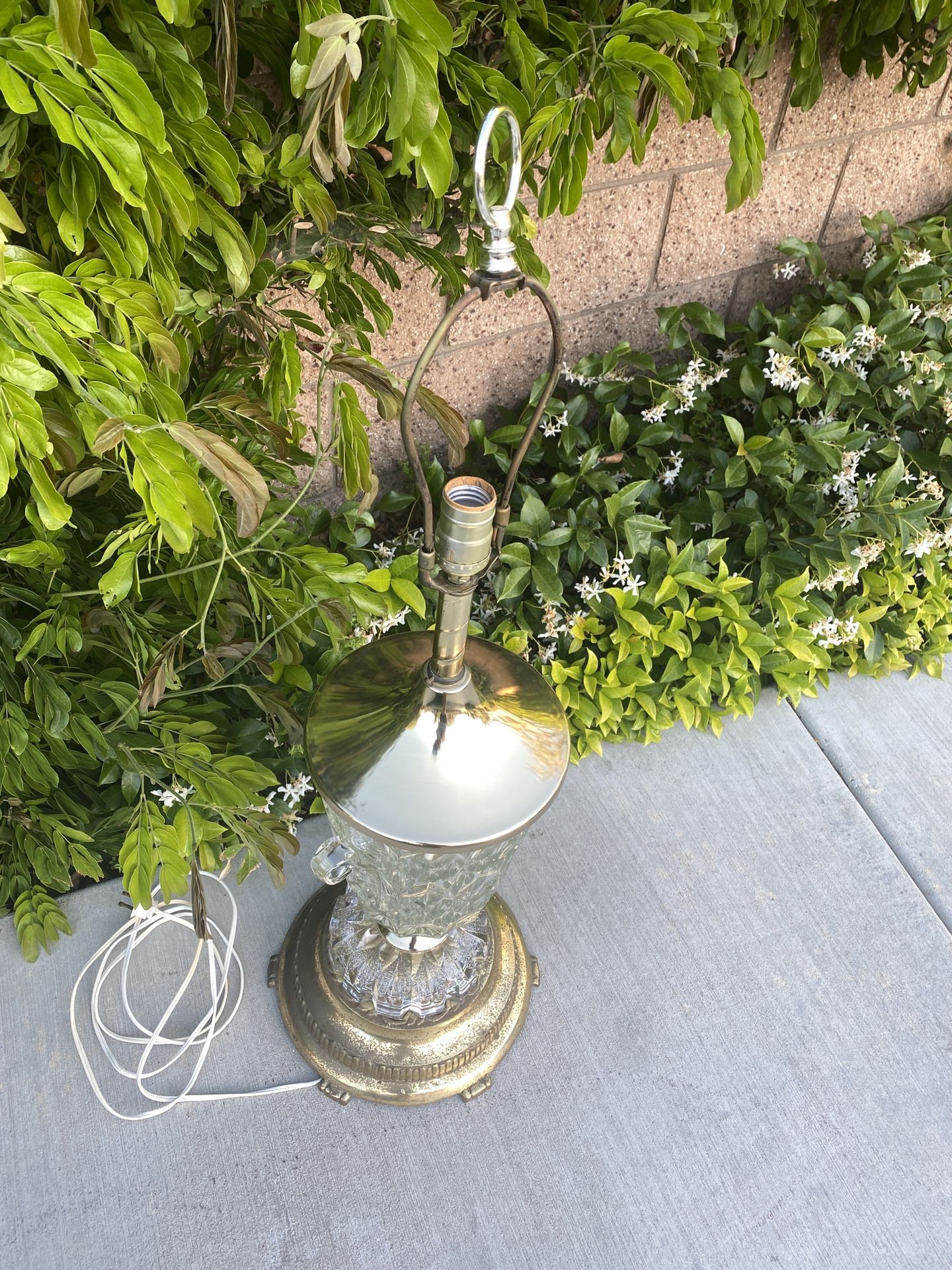 Vintage BEYER Clear Crystal Glass With Gold Table Lamp - Trophy Boho Retro