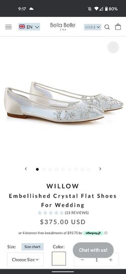 Bella Belle "Willow" Satin Bridal Flats - Size 8 Thumbnail