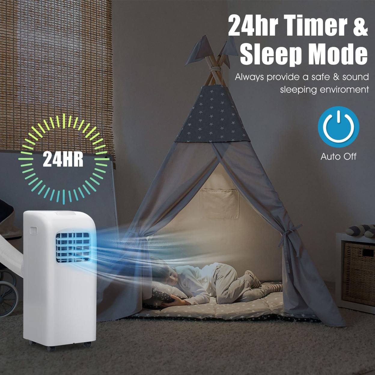 Costway 8000 BTU Portable Air Conditioner & Dehumidifier Function Remote W/ Window Kit