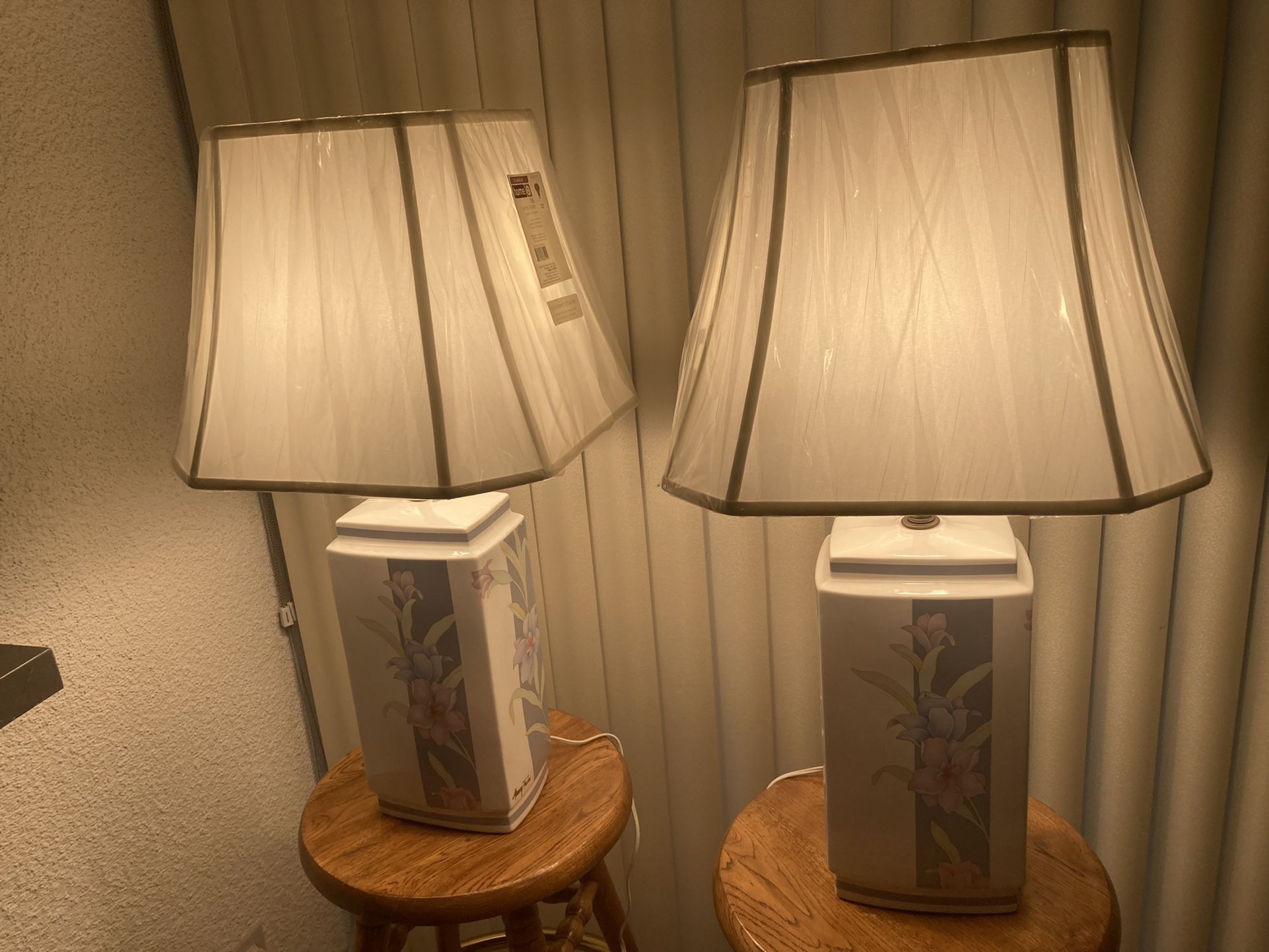 PAIR ART DECO DESIGNER MRRAY FEISS TABLE LAMPS/OBLONG NEW SHADES 3 WAY SWITCH 