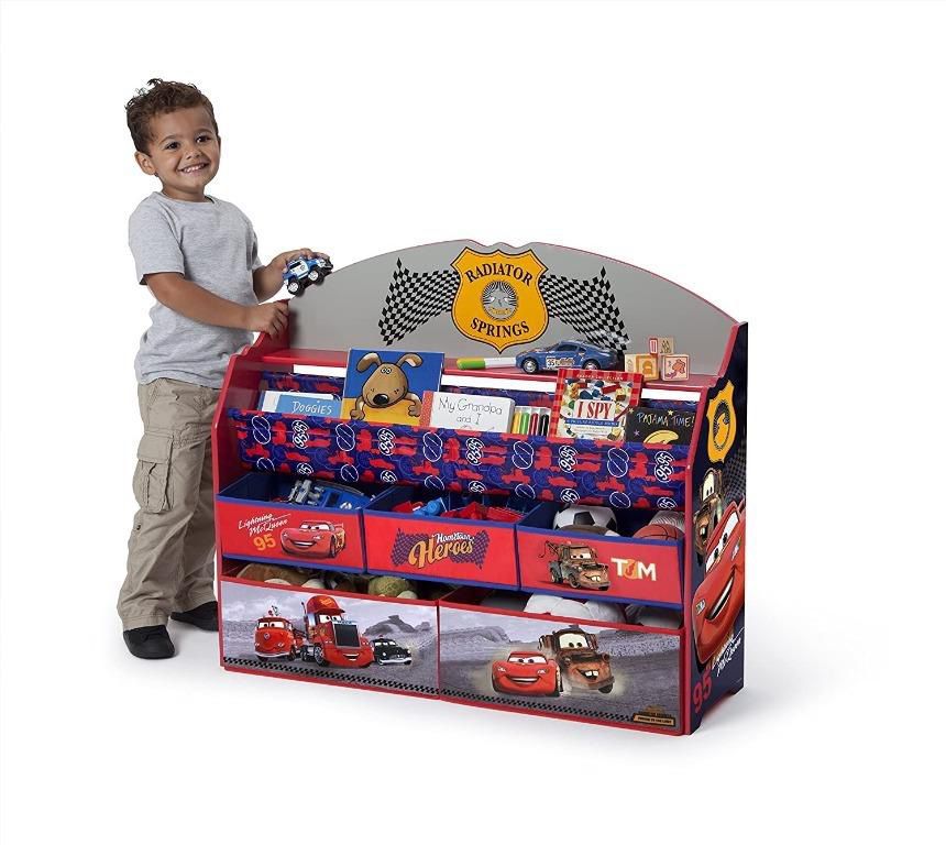 Disney Pixar Cars Delta Children Kids Child Deluxe Book Shelf Bookshelf Storage and Toy Organizer Storage Chest