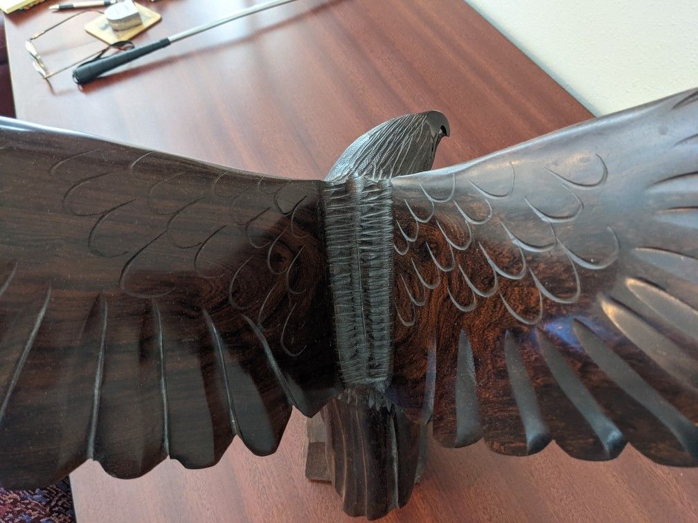 Large Hand Carved Wooden Eagle