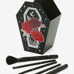 Floral Coffin Makeup Brush Set & HolderNEW 5 brushes & 1 Holder  Thumbnail
