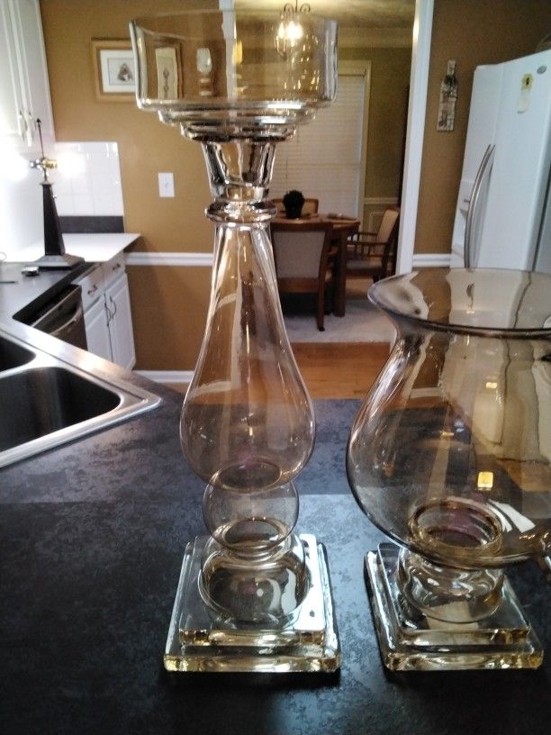 A Beautiful Candle Set Nice Quality They Have A Light Gold Color . See Size .