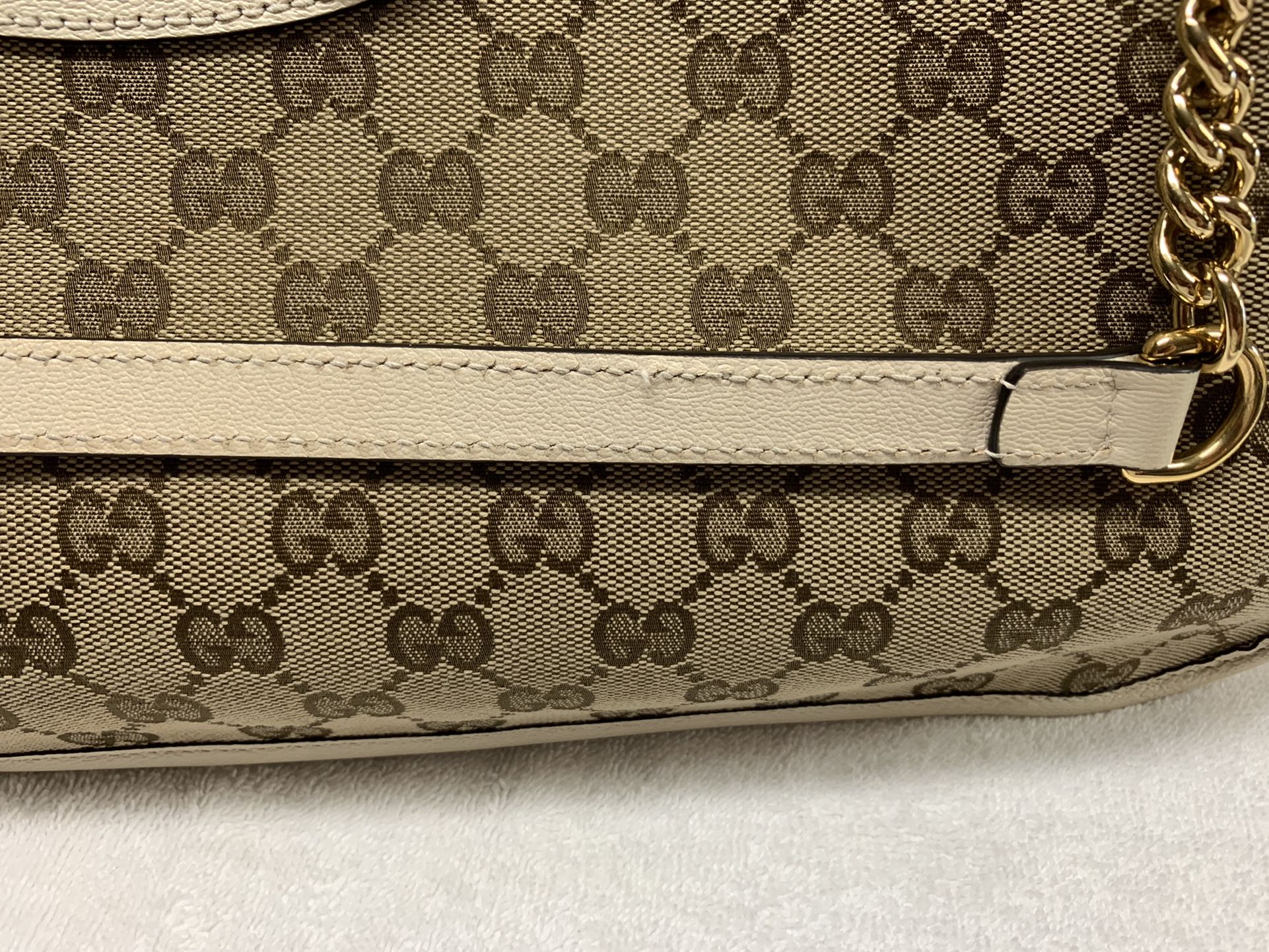 Gucci White GG Tote 1955 Horsebit