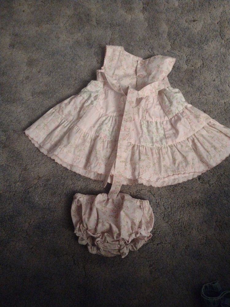 New Born Floral Design Sleeve Less Dress W/Under Panties3/6 Mos