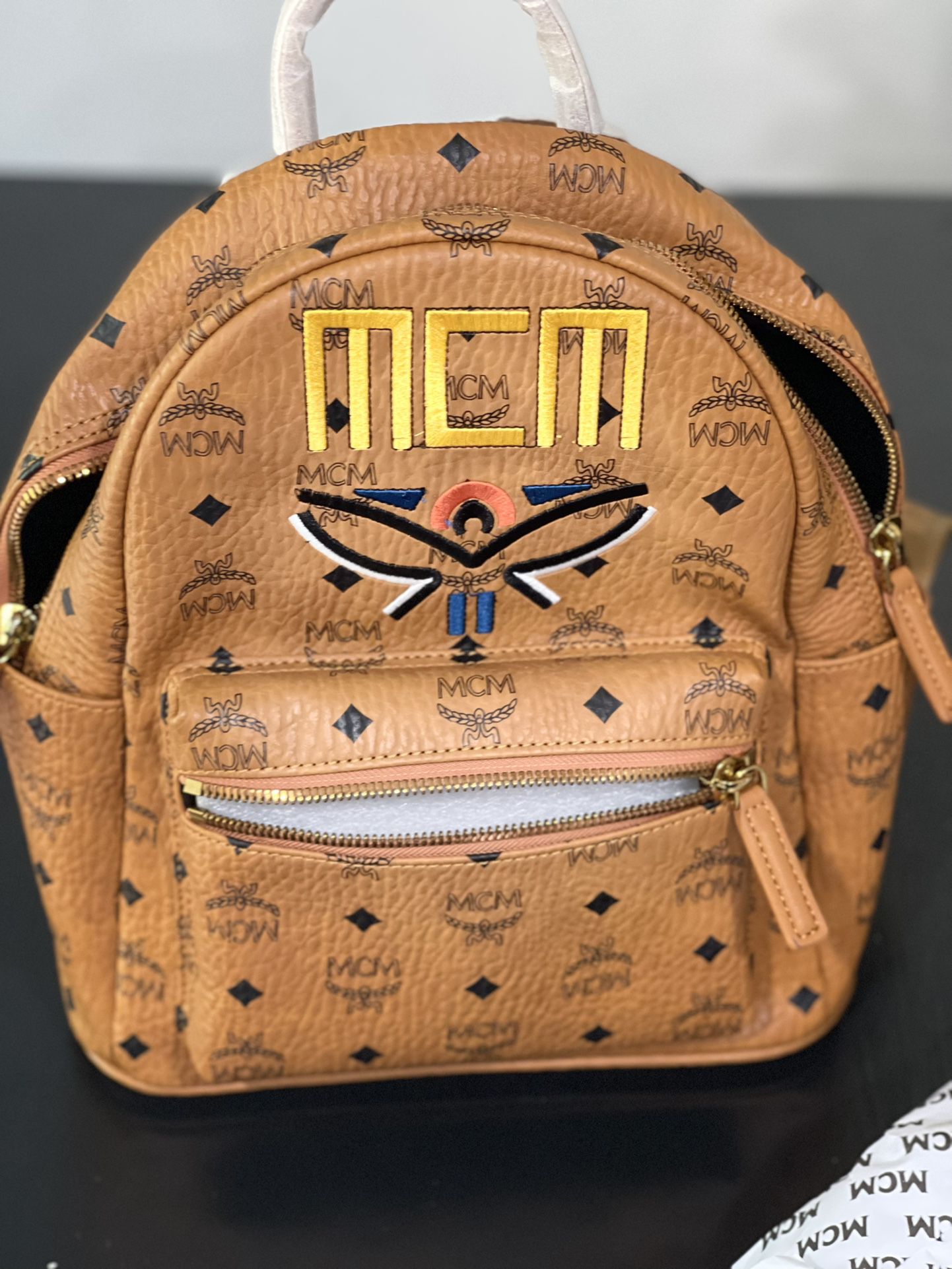 MCM Stark Visetos embroidered backpack