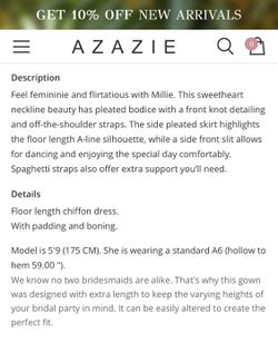 AZAZIE Full Length Evening Gown NEW (Small) Thumbnail