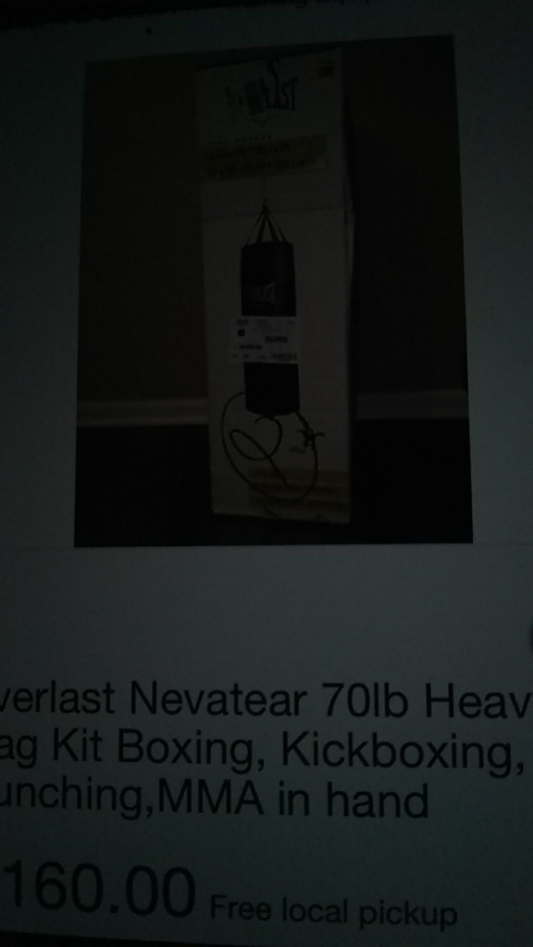 MMA 70lb everlast punching bag in box never used local pickup no shipping