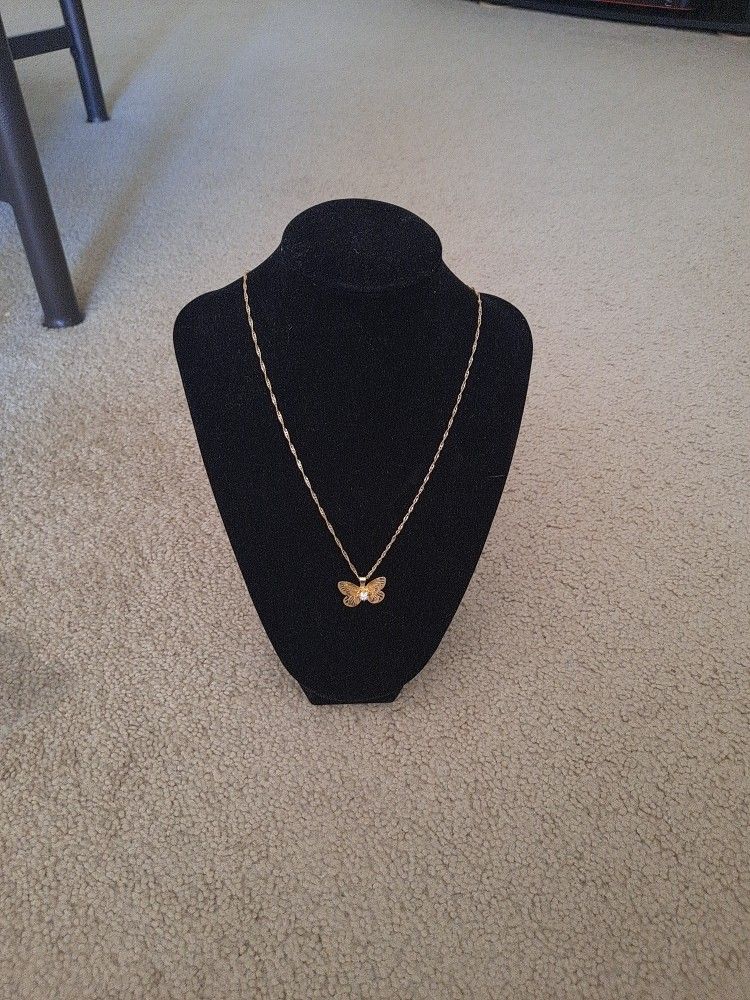 Gold Colored Butterfly Necklace