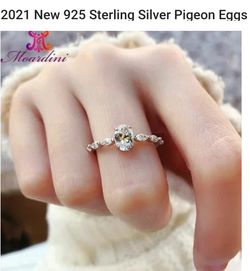 PIGEON EGG ENGAGEMENT WEDDING RING! Thumbnail