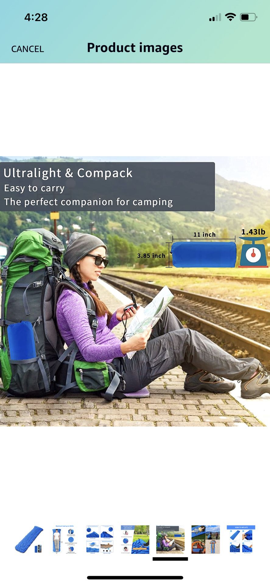 Camping Sleeping Pad Mat, Ultralight Sleeping Pads for Backpacking, Hiking Air Mattress - Extra Long, Lightweight, Inflatable & Compact Camp Sleep Mat