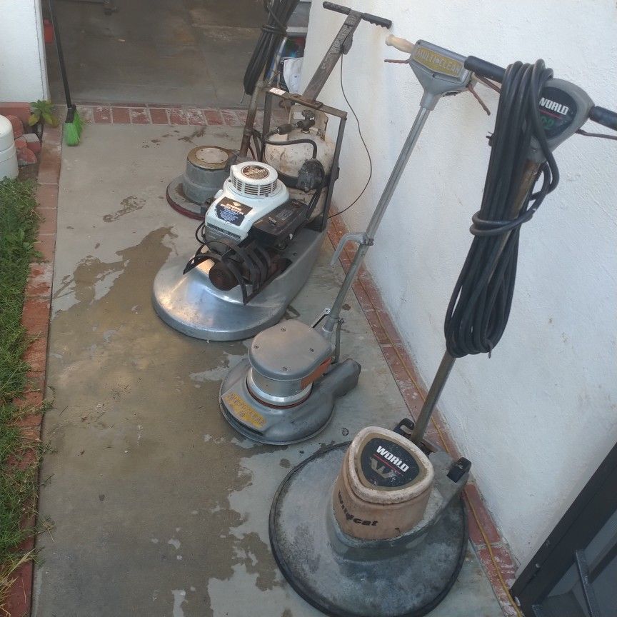 Diamond Propane Speed Buffer And Two Floor Scrubbers For Commercial Floor Waxing