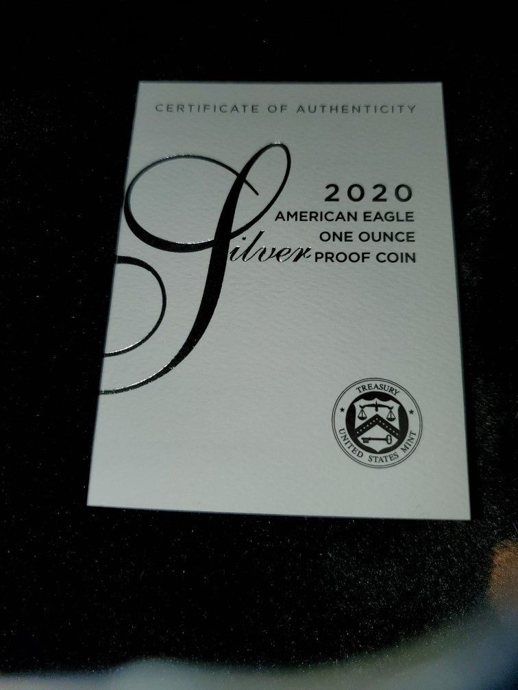 2020 w Silver American Eagle Proof With Box And Coa..