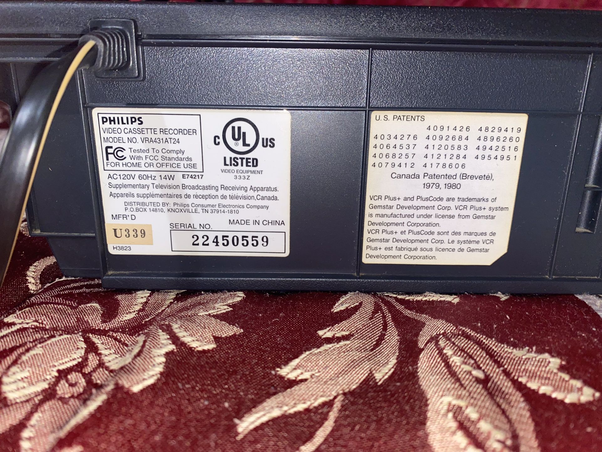 Philips Magnavox VRA431AT24 4-Head VHS VCR Tested NO REMOTE