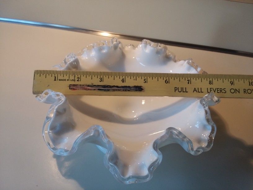 Beautiful Fenton Milk Glass Pedestal Bowl