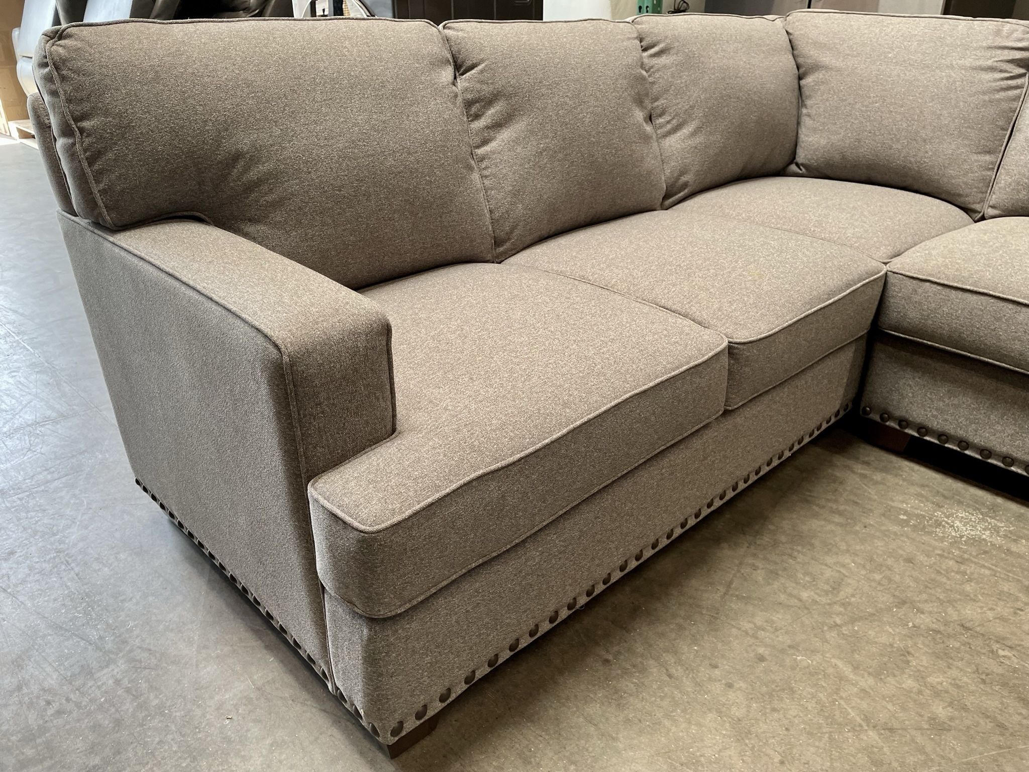 Thomasville Emilee Fabric Sectional with Storage Ottoman, Gray for Sale