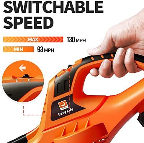 VacLife Leaf Blower, 20V Cordless Leaf Blower with Powerful Motor & Long Runtime, Lightweight Leaf Blower with 2 Airflow Modes for Snow Blowing & Lawn