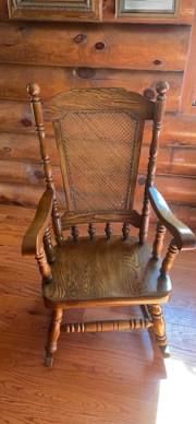 Cane-back Oak Rocking Chair