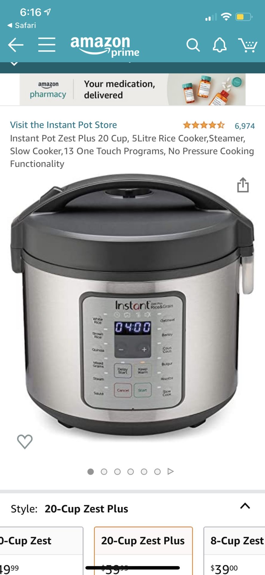 stant Pot Stainless-Steel 20-Cup Zest Plus Rice Cooker