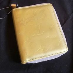 LOUIS VUITTON lv leather VERNIS COMPACT ZIPPY WALLET mini light green gold *
 Thumbnail