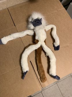 Wild Republic Plush Tamarin Hanging Monkey 16” Realistic White Brown  Thumbnail